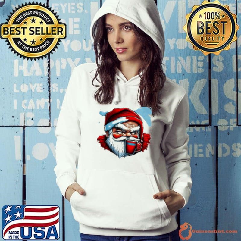 Premium Illustration of Santa Claus Holding a Red Cup Shirt