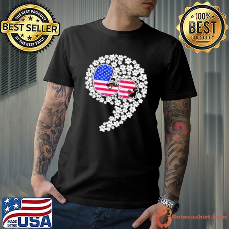 Retro Commala Comma Cat Lady Kamala Harris American Flag Great Gift Shirt
