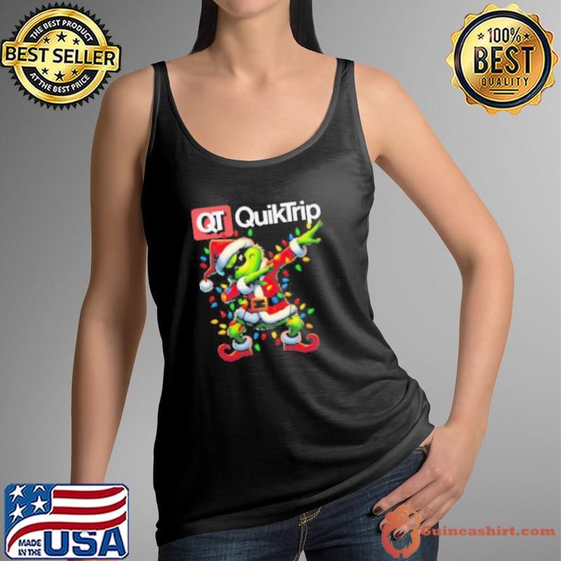 Santa Grinch Dabbing QuikTrip Merry Christmas Light Tank Top
