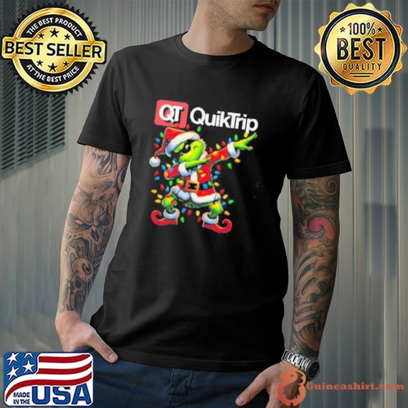 Santa Grinch Dabbing QuikTrip Merry Christmas Light Shirt