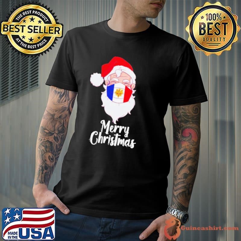 Santa escudo bandera de francia merry christmas shirt