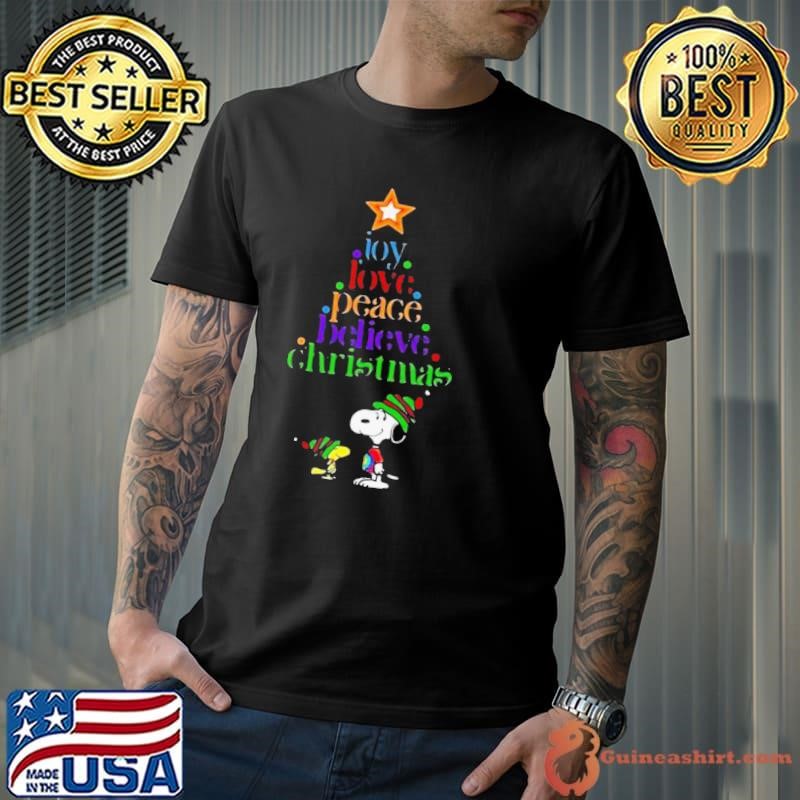 Snoopy and Charlie Brown joy love peace believe Christmas Unisex