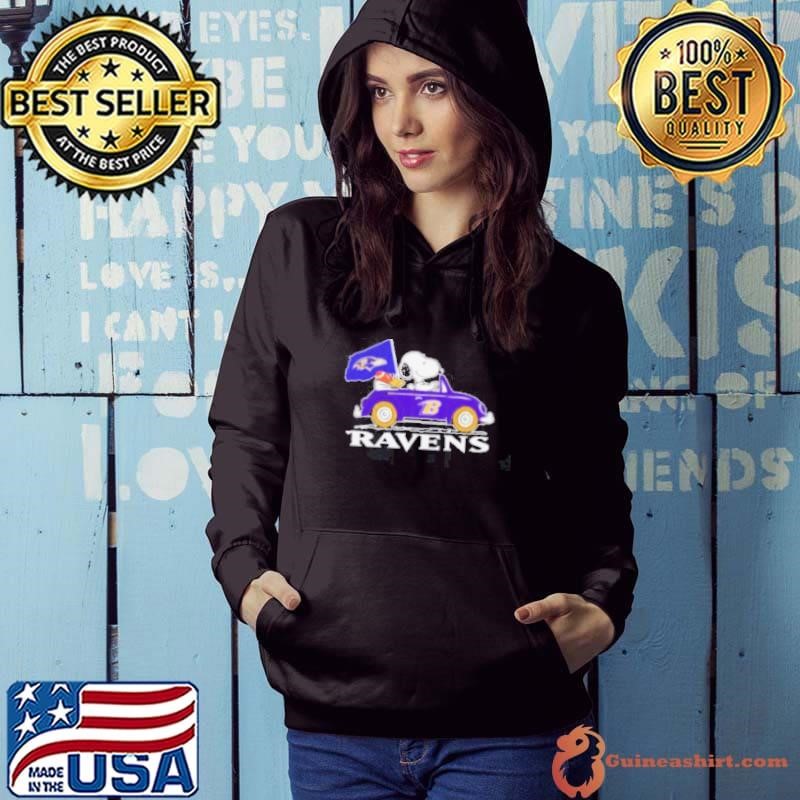 Snoopy and Woodstock driving car Baltimore Ravens Hoodie
