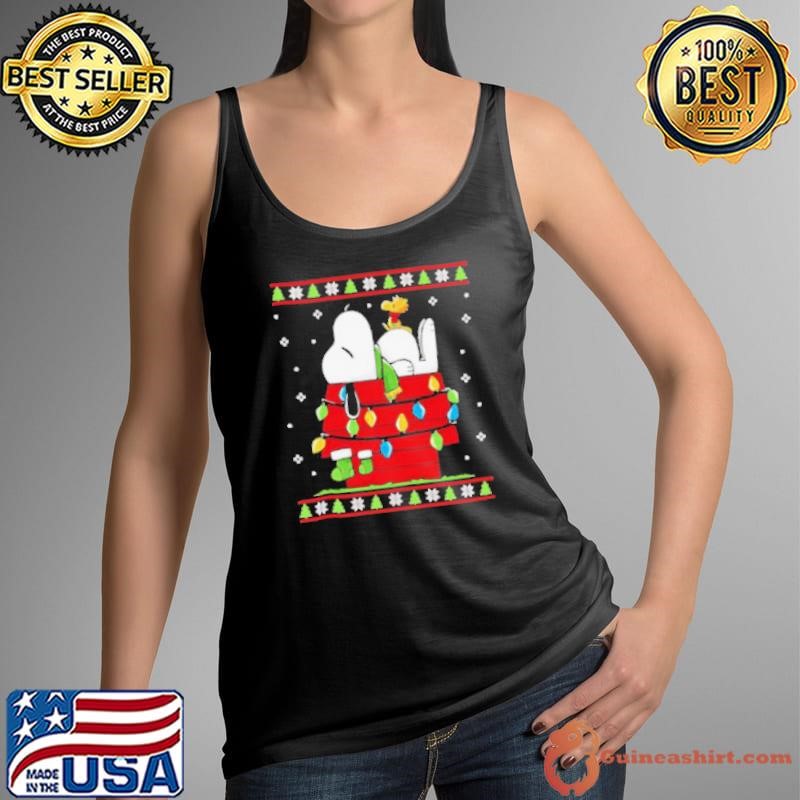 Snoopy and Woodstock waiting for Christmas ugly 2024 Tank Top