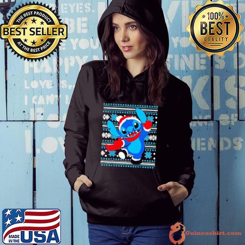 Stitch Wear Pajama Watching Santa Xmas Hoodie