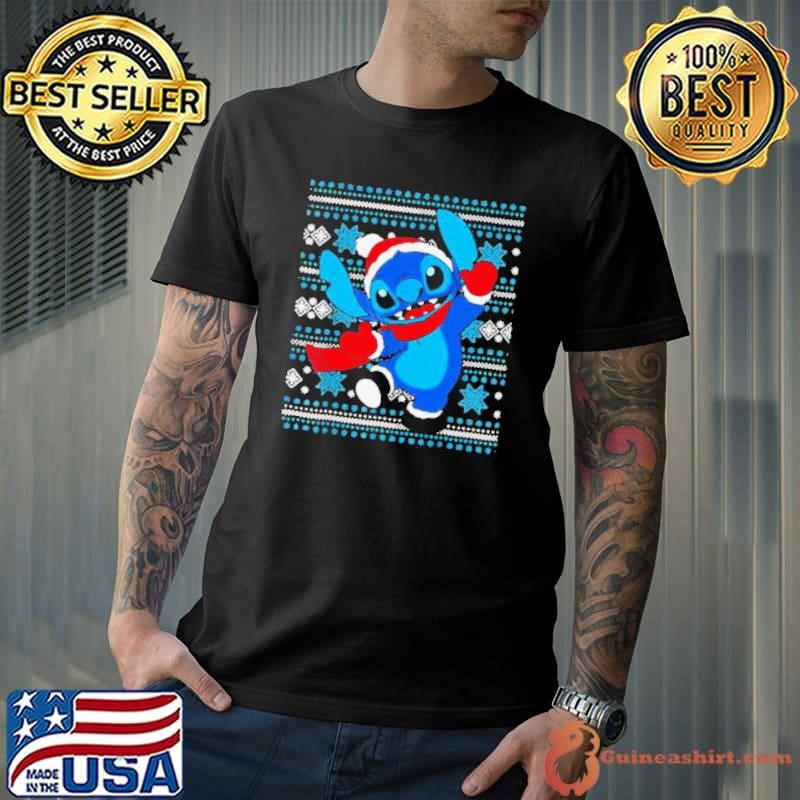 Stitch Wear Pajama Watching Santa Xmas shirt