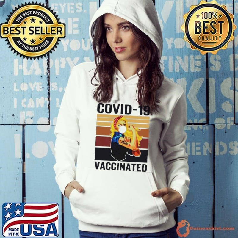 Strong Women Face Mask Tattoo Nurse Covid 19 Vaccinated Vintage Retro shirt