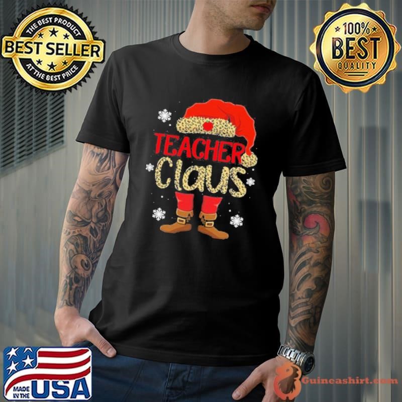 Teacher Claus Leopard Merry Christmas shirt