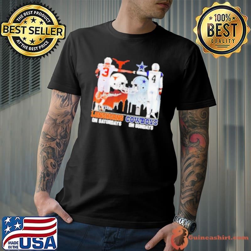Texas Longhorns on saturdays vs Dallas Cowboys on sundays skyline shirt
