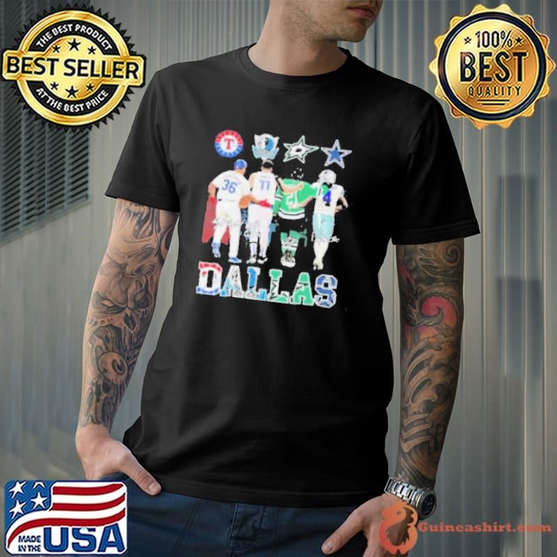 Texas Rangers Dallas Mavericks Dallas Stars Dallas Cowboys Proud State 2024 Signatures Shirt