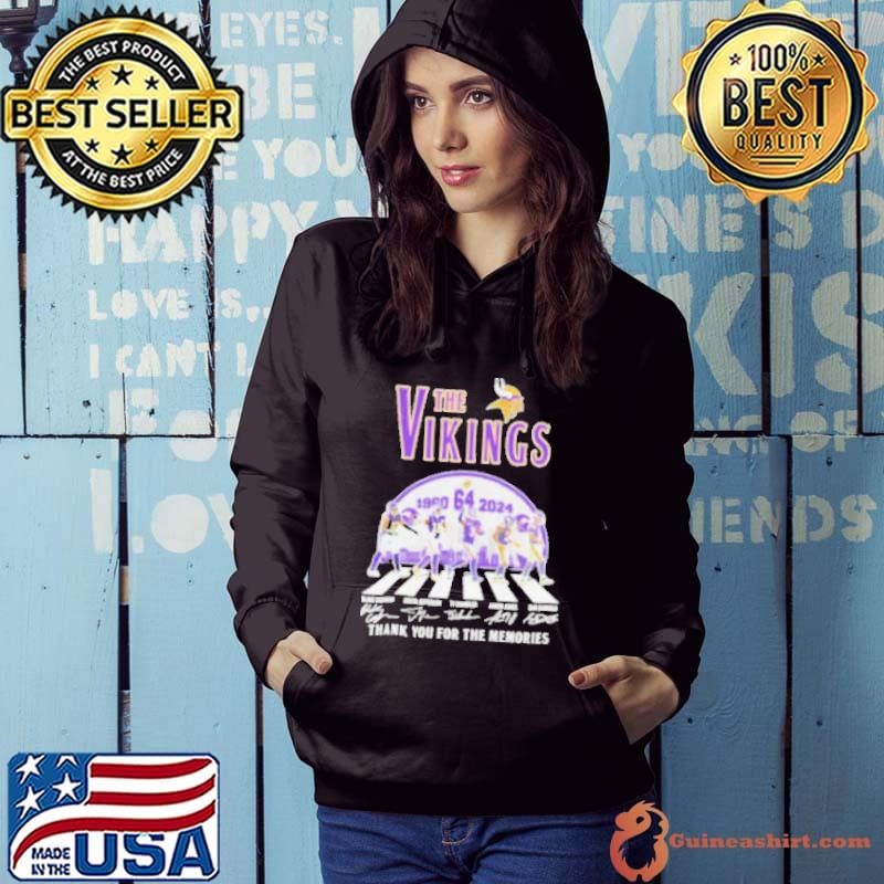 The Vikings Football Abbey Road 64 Years 1960 2024 Thank You For The Memories Signatures Hoodie