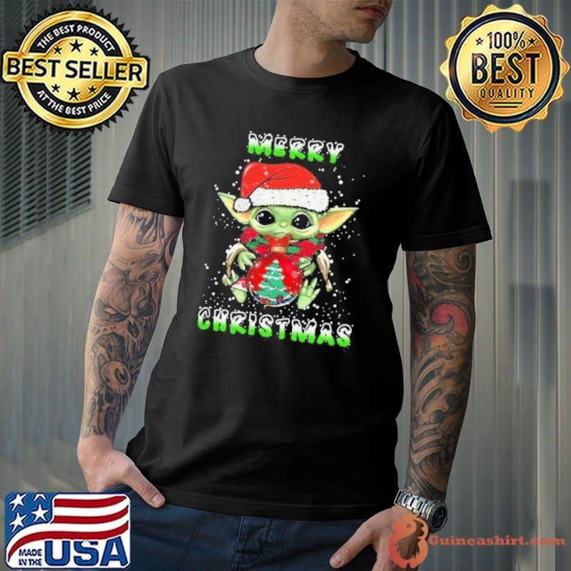 Yoda Santa Hug Balls Merry Christmas shirt