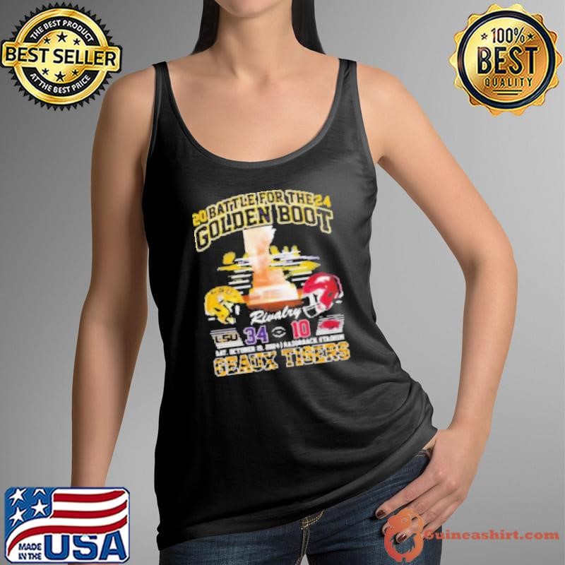 2024 Battle For The Golden Boot Rivalry Lsu Tigers 34 10 Arkansas Final Score Shirt