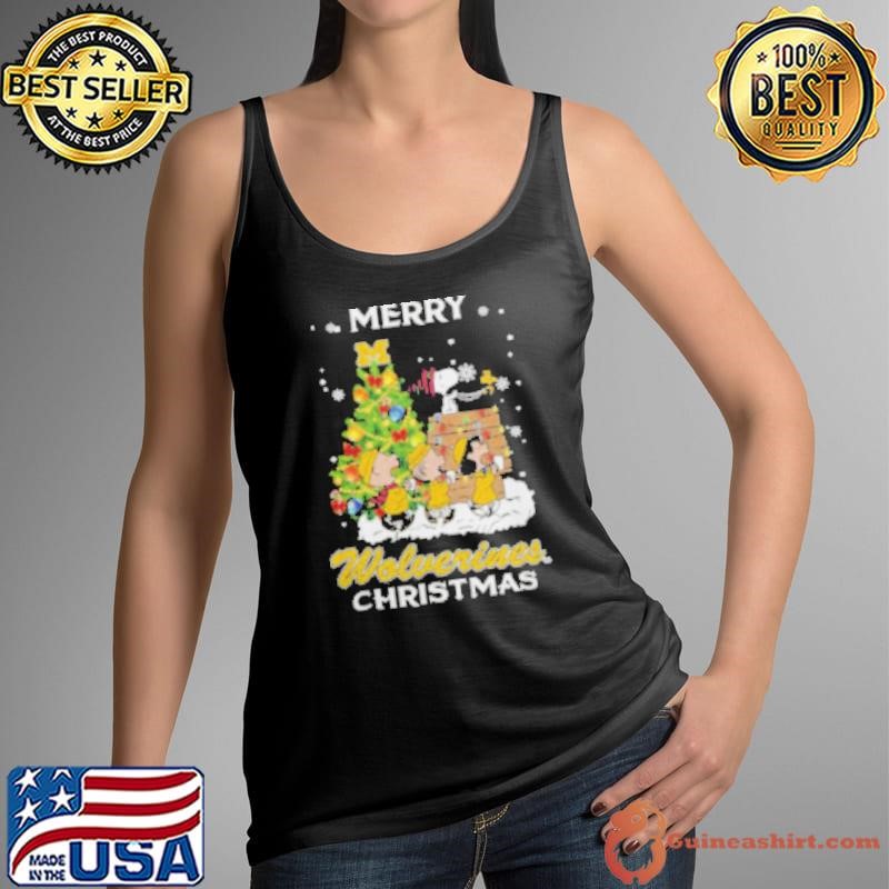 2024 Michigan Wolverines Snoopy And Friends Merry Christmas Tank Top