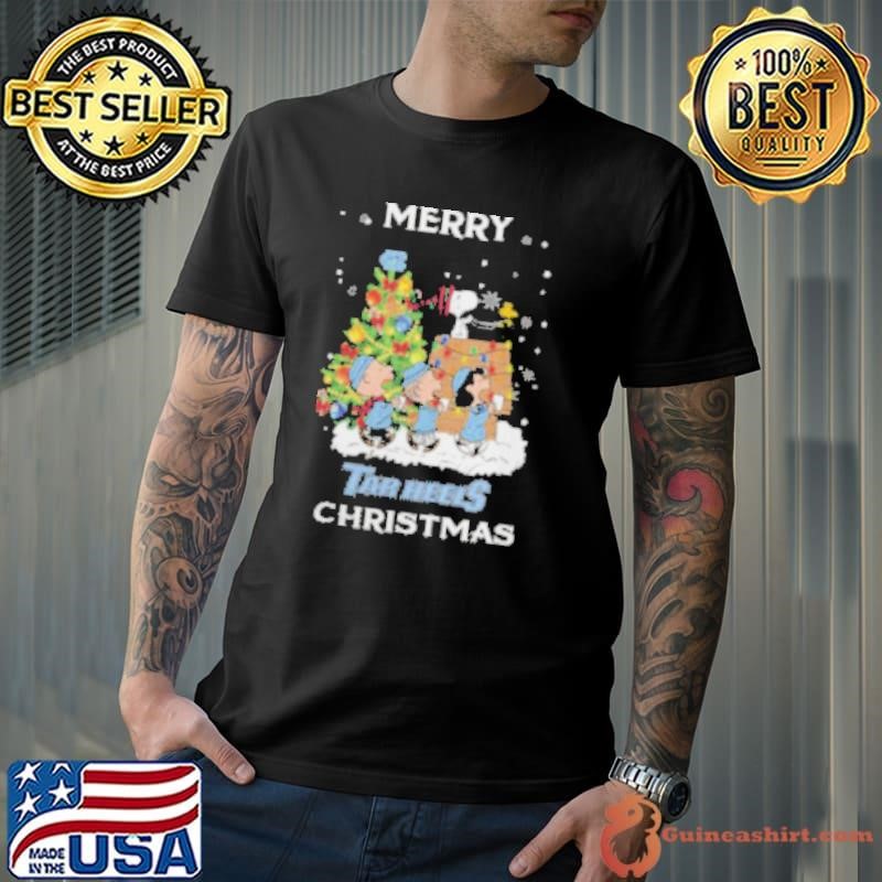 2024 North Carolina Tar Heels Snoopy And Friends Merry Christmas Shirt