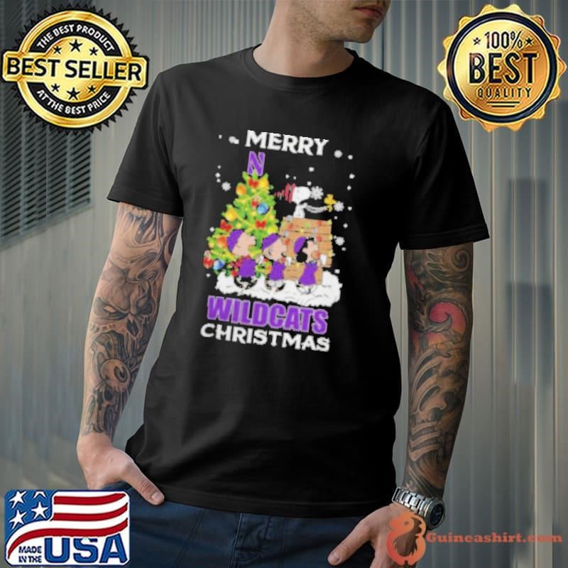 2024 Northwestern Wildcats Snoopy And Friends Merry Christmas Shirt