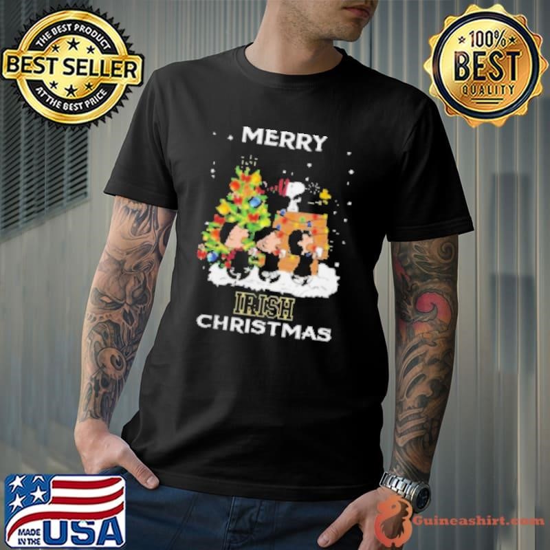 2024 Notre Dame Fighting Irish Snoopy And Friends Merry Christmas Shirt