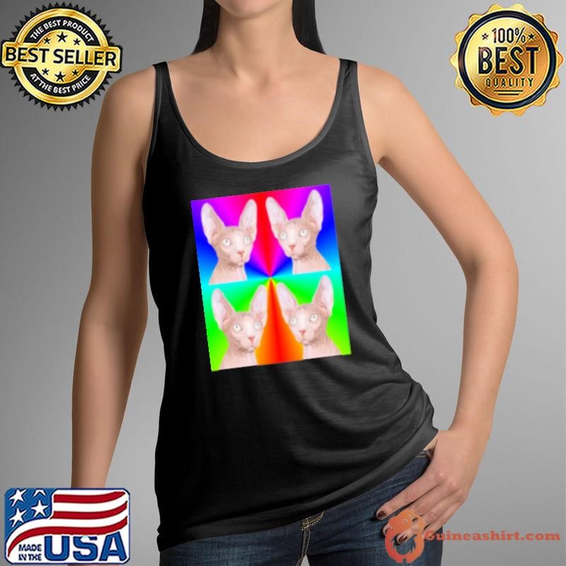 Best Multiple Rainbow Pop Art Sphynx Cat Faces Shirt