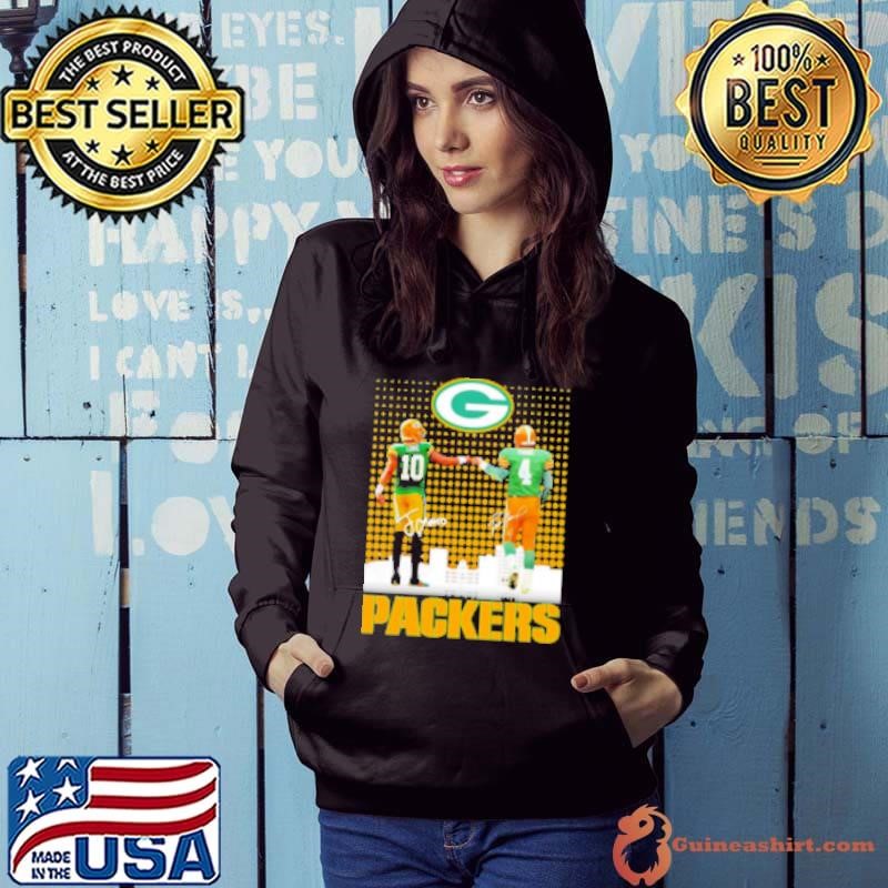 Brett Favre x Jordan Love Green Bay Packers signatures skyline Hoodie