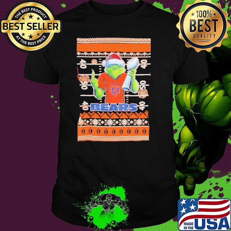 Chicago Bears X Grinch Christmas with Super Bowl Trophy ugly Christmas Unisex