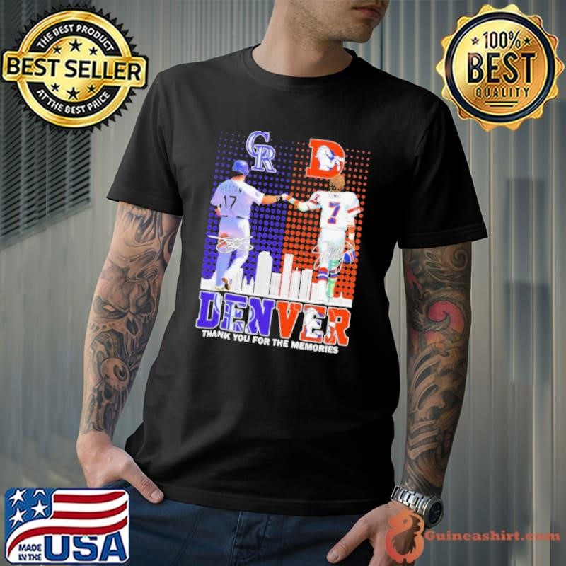 Colorado Rockies Helton x Denver Broncos Elway Denver skyline shirt