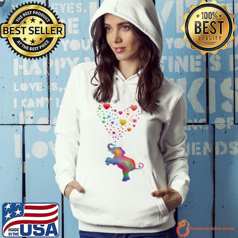 Colorful Elephant with Rainbow Heart Bubbles Shirt