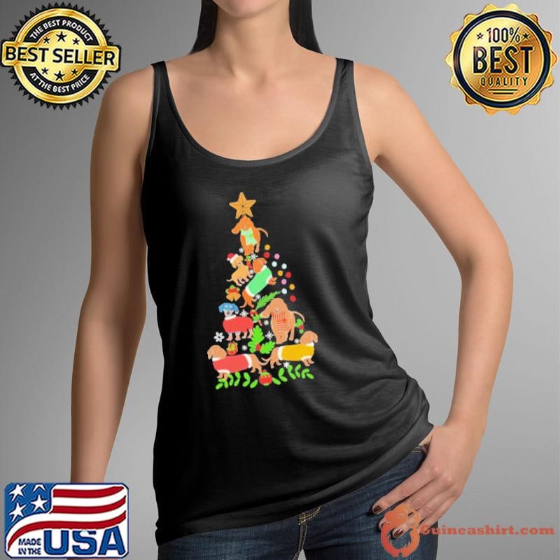 Cute Christmas Dachshund Tree Clothes Dog Lover Holiday Shirt