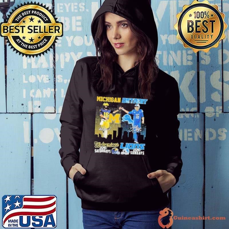 Davis Warren Michigan Wolverines On Saturdays x Jared Goff’s Detroit Lions On Sundays Signatures 2024 Hoodie