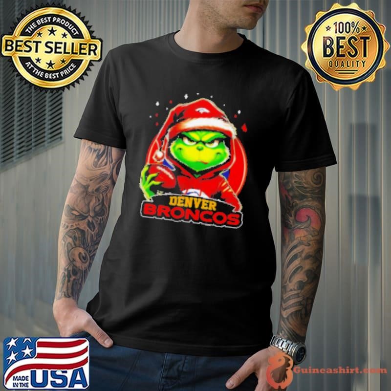 Denver Broncos Grinch wearing Santa hat Christmas 2024 Shirt