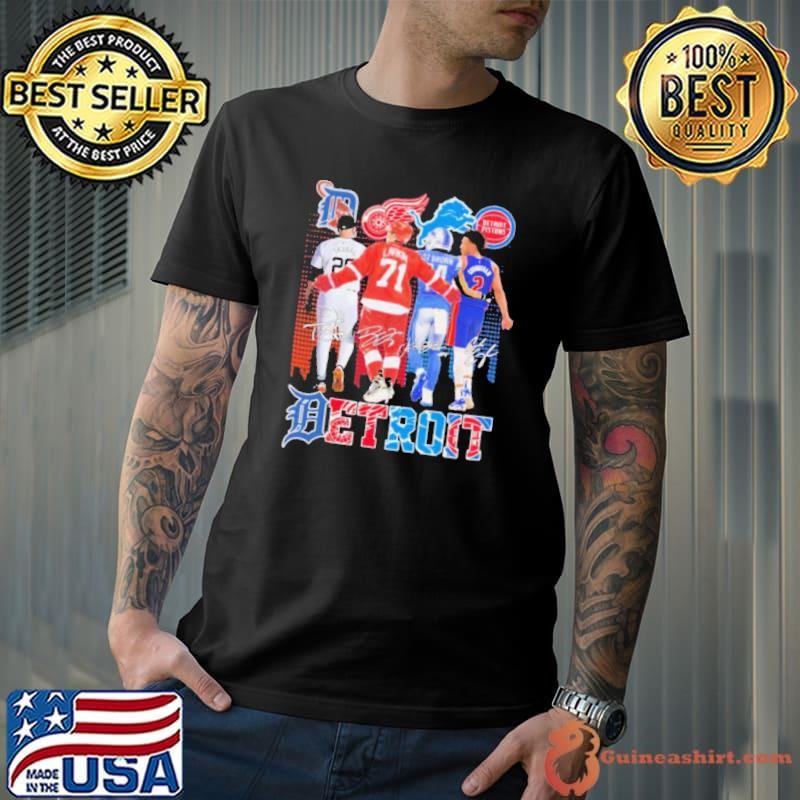 Detroit Sports Teams Tarik Skubal Dylan Larkin Amon Ra St. Brown and Cade Cunningham Signatures shirt