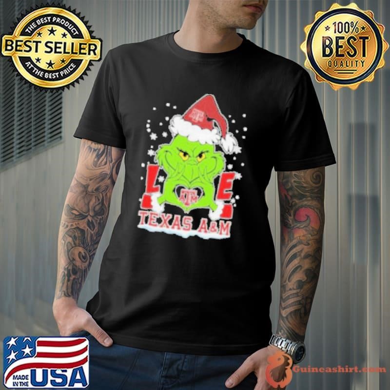 Grinch Hand Love Texas A&M Aggies Christmas Shirt
