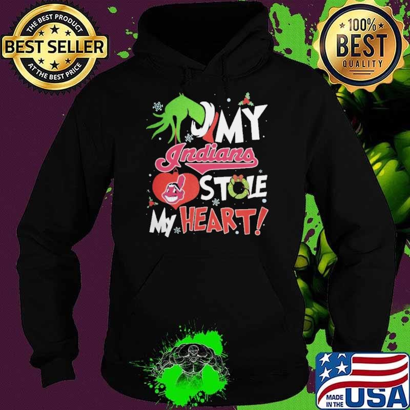 Grinch Hand My Cleveland Guardians Stole My Heart Christmas 2024 Hoodie
