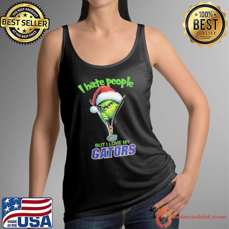 Grinch Santa Hat I Hate People But I Love Florida Gators Christmas Logo Shirt