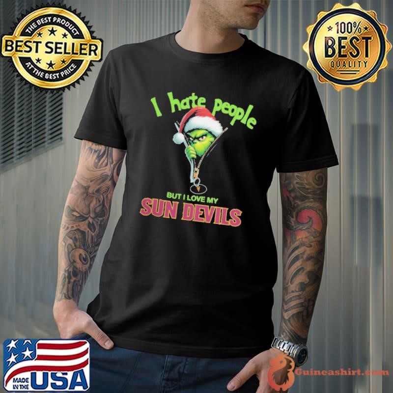 Grinch Santa Hat I Hate People But I Love My Arizona State Sun Devils Christmas Logo Unisex