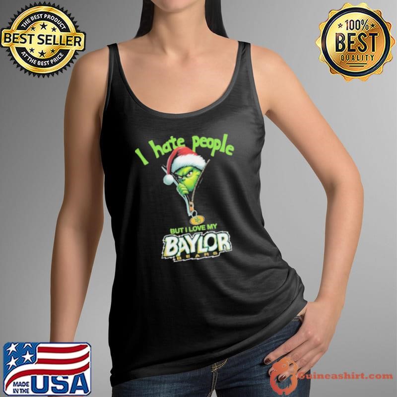 Grinch Santa Hat I Hate People But I Love My Baylor Bears Christmas Logo Shirt