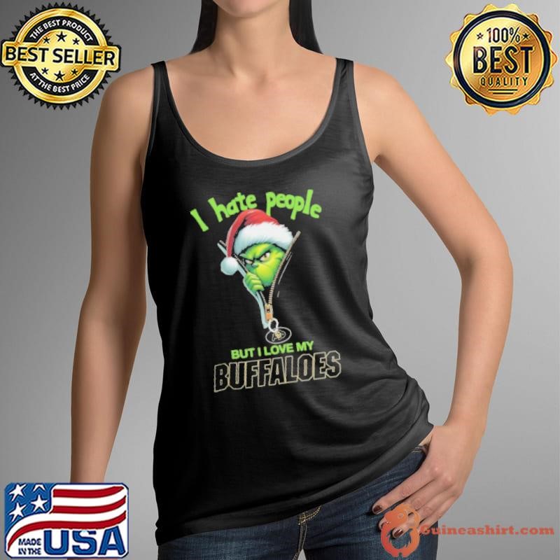 Grinch Santa Hat I Hate People But I Love My Colorado Buffaloes Christmas Logo Shirt