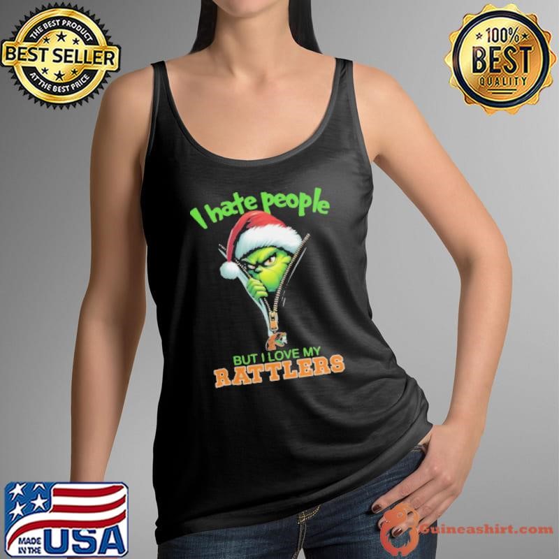 Grinch Santa Hat I Hate People But I Love My Florida A&M Rattlers Christmas Logo Shirt