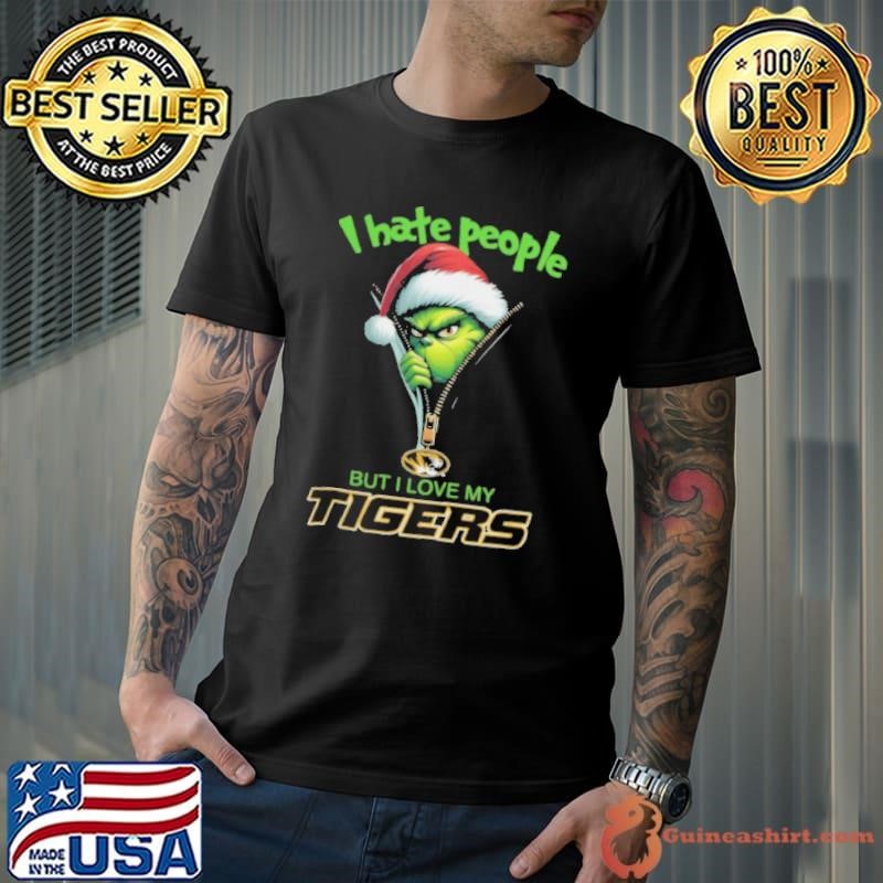 Grinch Santa Hat I Hate People But I Love My Missouri Tigers Christmas Logo Unisex