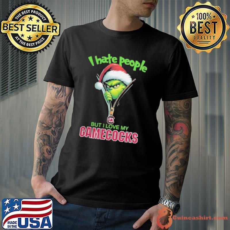 Grinch Santa Hat I Hate People But I Love My South Carolina Gamecocks Christmas Logo Unisex