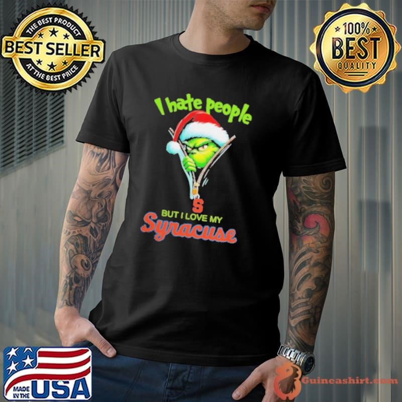 Grinch Santa Hat I Hate People But I Love My Syracuse Orange Christmas Logo Unisex