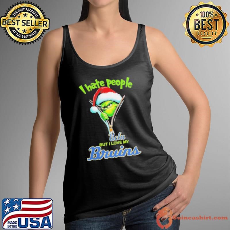 Grinch Santa Hat I Hate People But I Love My Ucla Bruins Christmas Logo Shirt