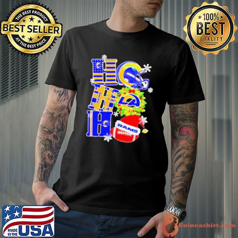 Ho Ho Ho Santa Hat Los Angeles Rams Christmas Shirt