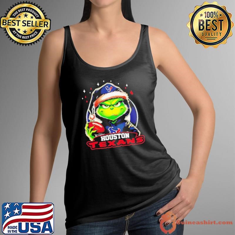 Houston Texans Grinch wearing Santa hat Christmas 2024 shirt