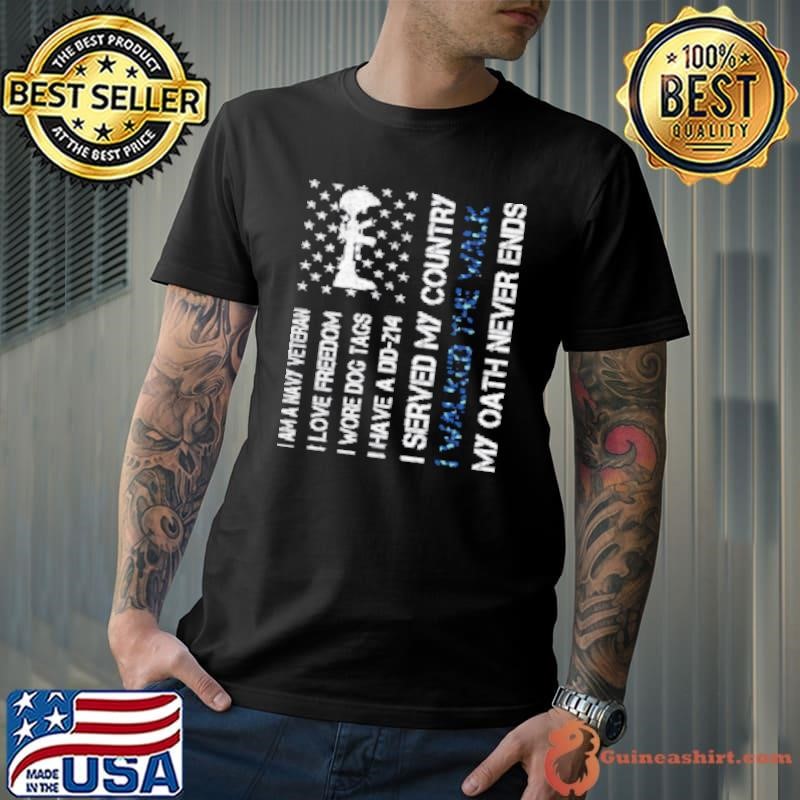 I Am Navy Veteran I Love Freedom I Wore Dog Tags I Have DD 214 I Served My Country I Walked The Walk Shirt