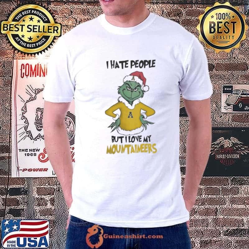 I Hate People But I Love My Appalachian State Mountaineers Grinch Merry Christmas Unisex