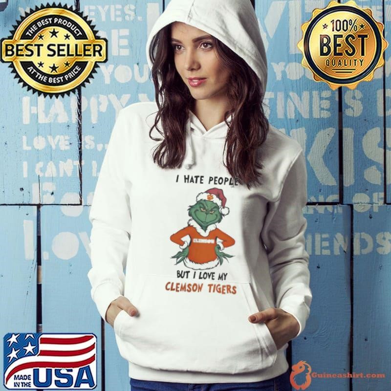 I Hate People But I Love My Clemson Tigers Grinch Merry Christmas Hoodie