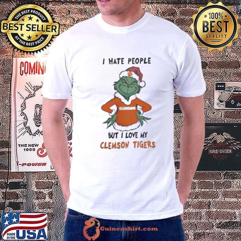 I Hate People But I Love My Clemson Tigers Grinch Merry Christmas Unisex