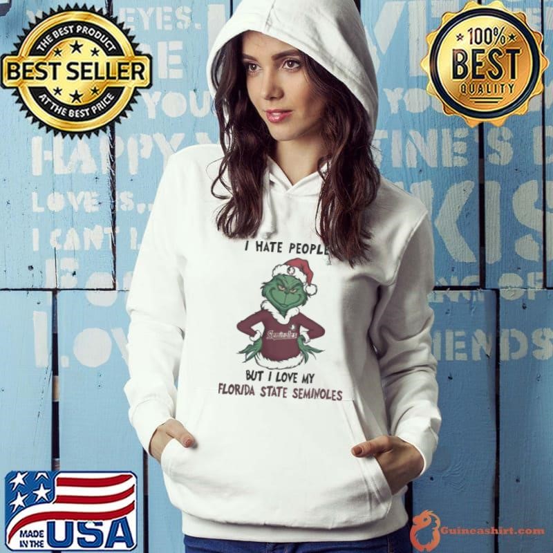 I Hate People But I Love My Florida State Seminoles Grinch Merry Christmas Shirt