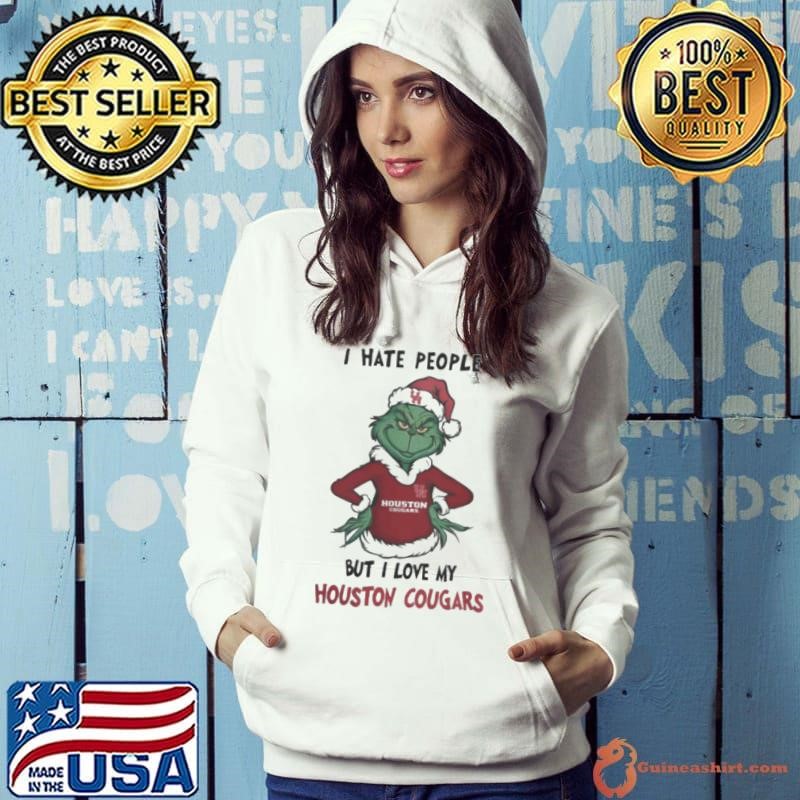 I Hate People But I Love My Houston Cougars Grinch Merry Christmas Shirt