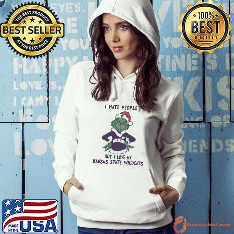 I Hate People But I Love My Kansas State Wildcats Grinch Merry Christmas Hoodie